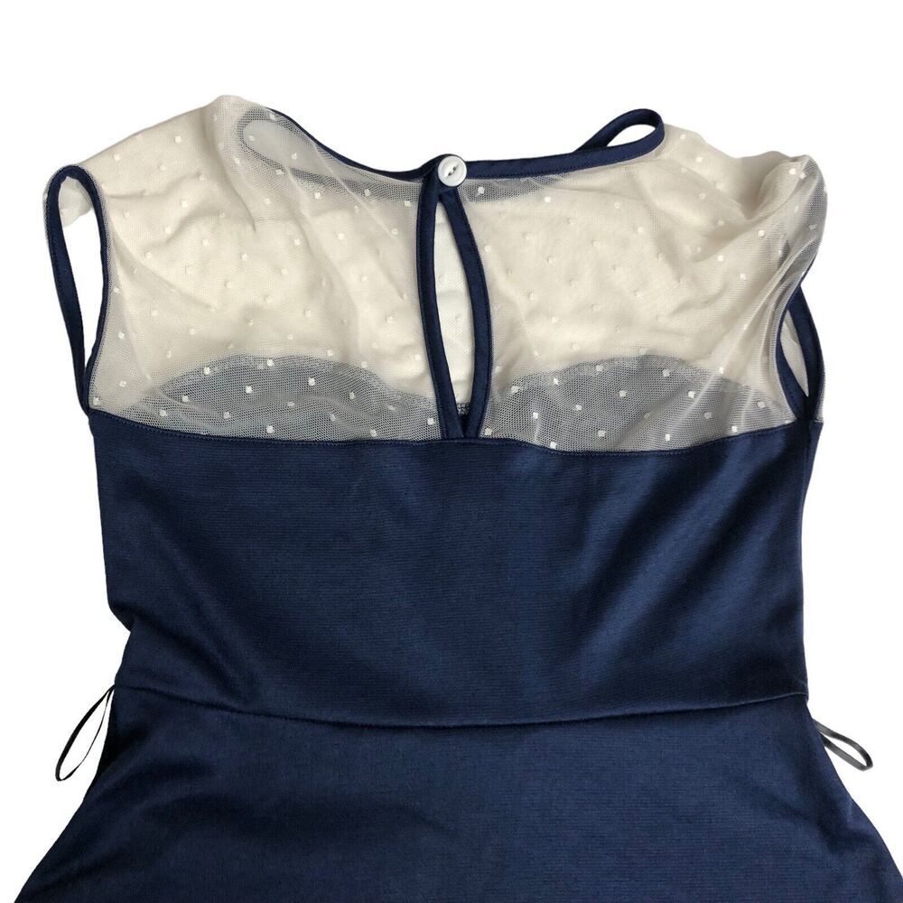 Rock Steady Dress Womens Small Blue Rockabilly Retro Pin Up Swiss Dot Nautical - Picture 9 of 14
